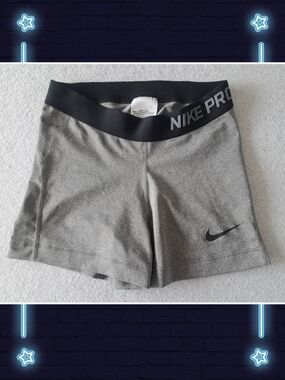 Nike Grey Athletic Compression Shorts with Black Waistband